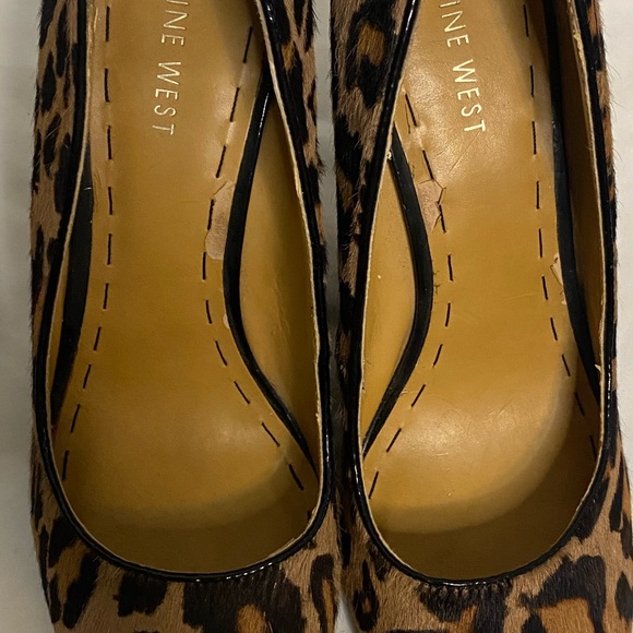 Nine West Leopard Wedges Cow Hide Fur - Picture 8 of 9